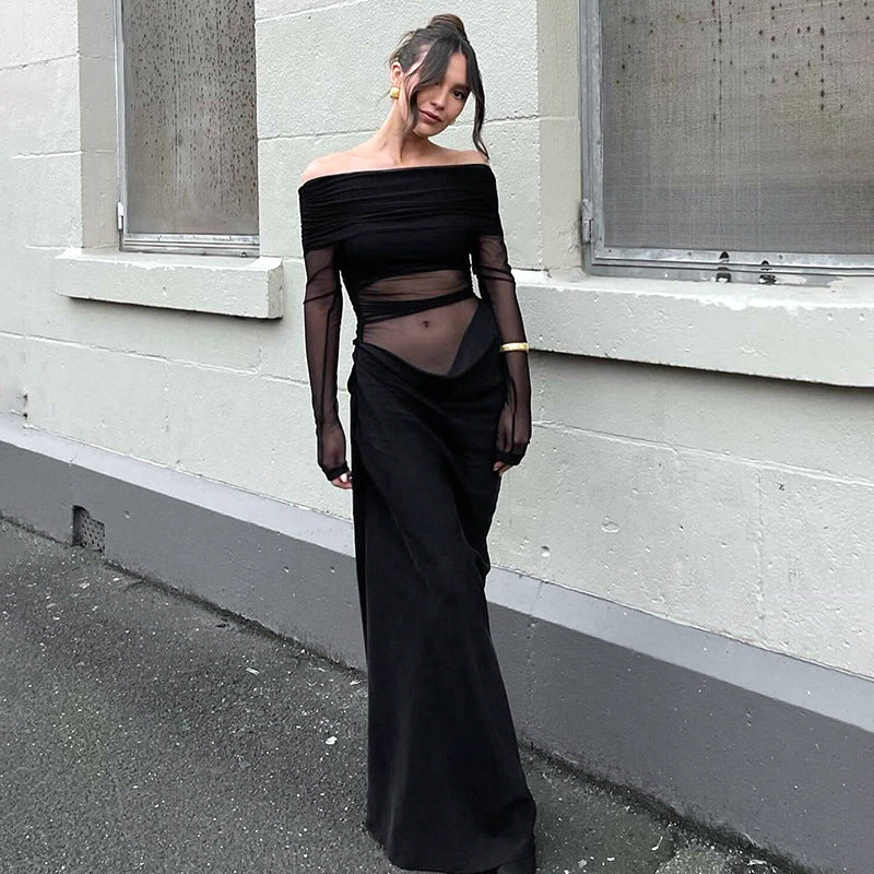 Damer Off-Shoulder Maxiklänning med Drapering Mirla-Eva Jonsson