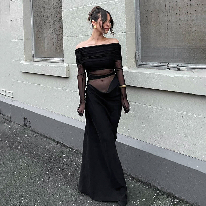 Damer Off-Shoulder Maxiklänning med Drapering Mirla-Eva Jonsson