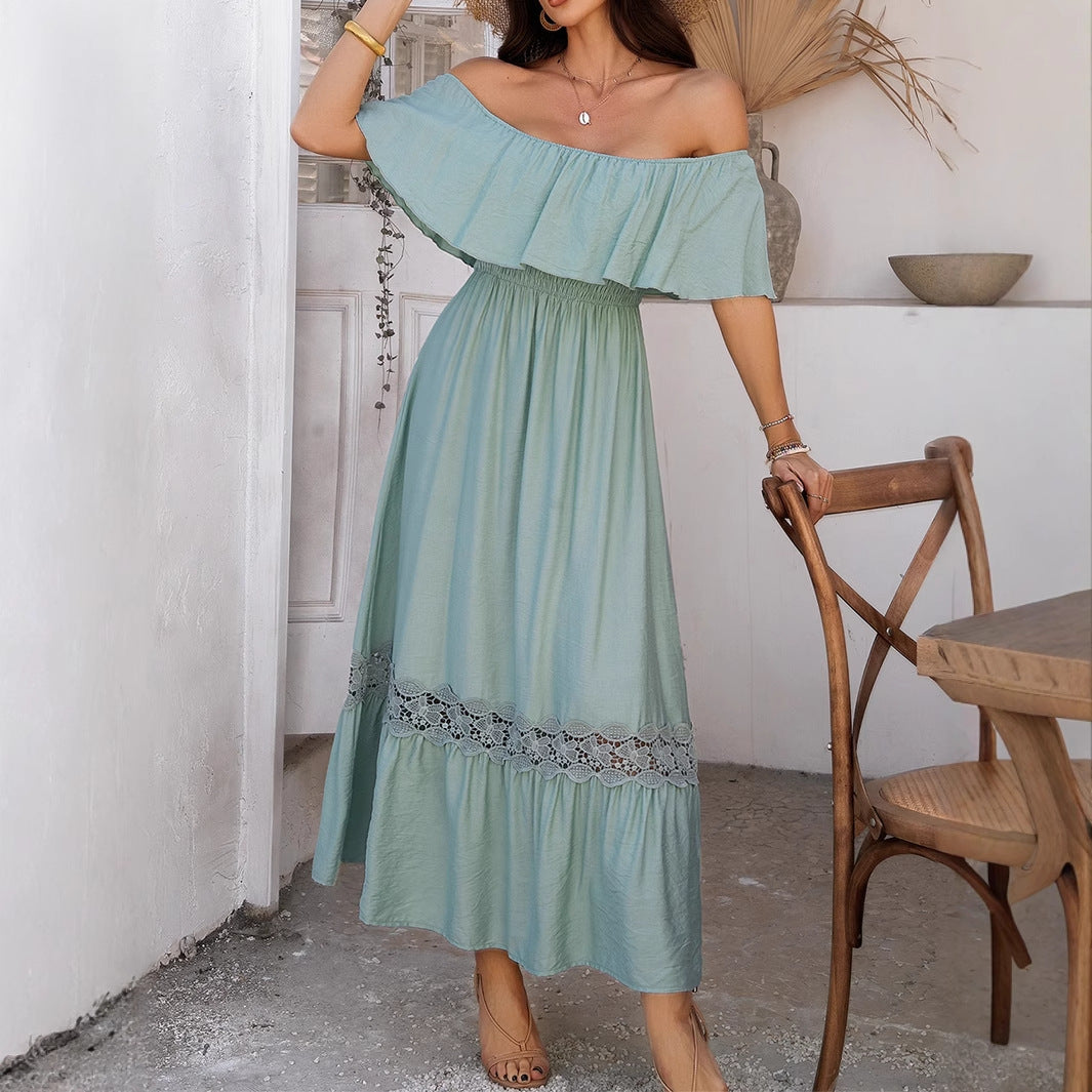 Damer Off-Shoulder Maxiklänning med Volangdetaljer Mirla-Eva Jonsson