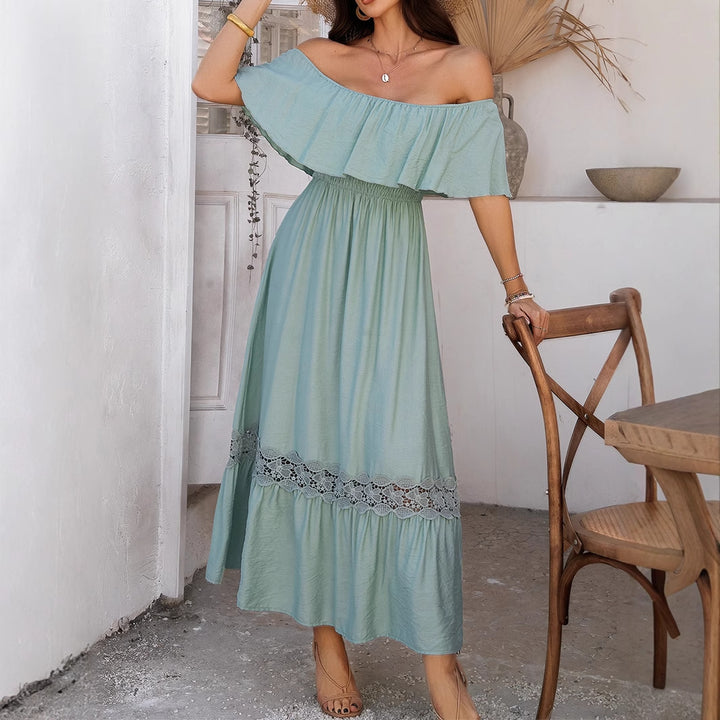 Damer Off-Shoulder Maxiklänning med Volangdetaljer Mirla-Eva Jonsson