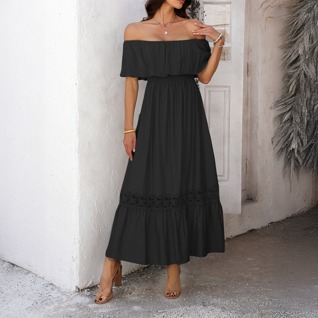 Damer Off-Shoulder Maxiklänning med Volangdetaljer Mirla-Eva Jonsson