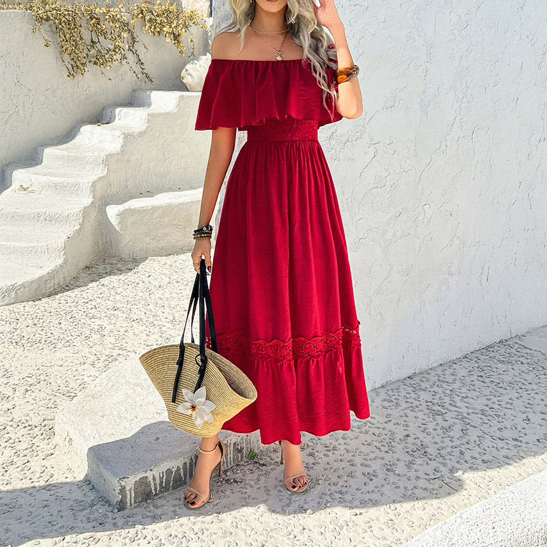 Damer Off-Shoulder Maxiklänning med Volangdetaljer Mirla-Eva Jonsson