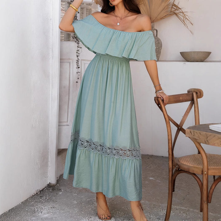 Damer Off-Shoulder Maxiklänning med Volangdetaljer Mirla-Eva Jonsson