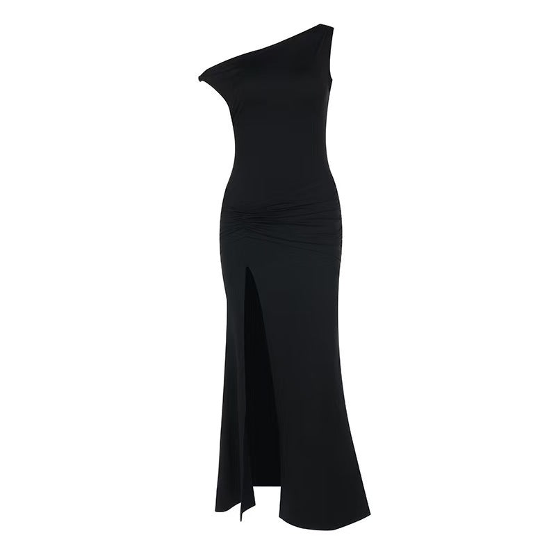 Damer Off-Shoulder Maxiklänning med elegant volangdetalj och sidoflik Mirla-Eva Jonsson