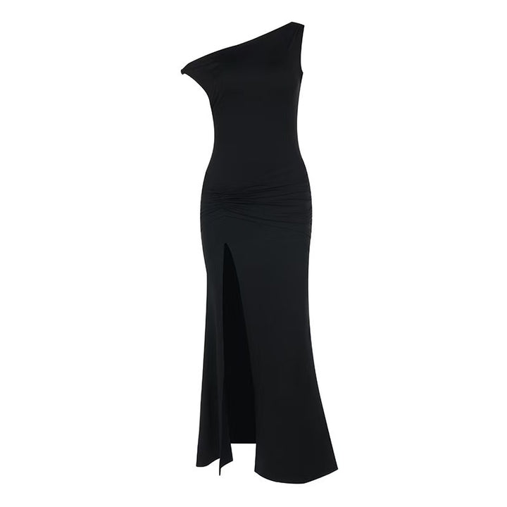 Damer Off-Shoulder Maxiklänning med elegant volangdetalj och sidoflik Mirla-Eva Jonsson