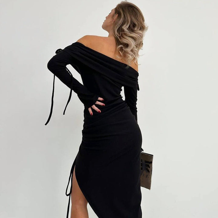 Damer Off-Shoulder Maxiklänning med rynkning och hög slit Eva Jonsson-Eva Jonsson
