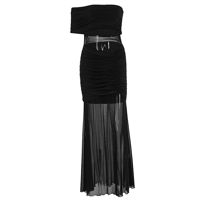 Damer Off-Shoulder Maxiklänning med transparenta element och drapering Mirla-Eva Jonsson