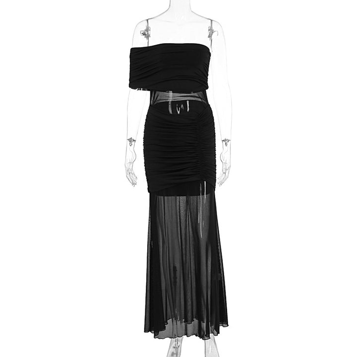 Damer Off-Shoulder Maxiklänning med transparenta element och drapering Mirla-Eva Jonsson