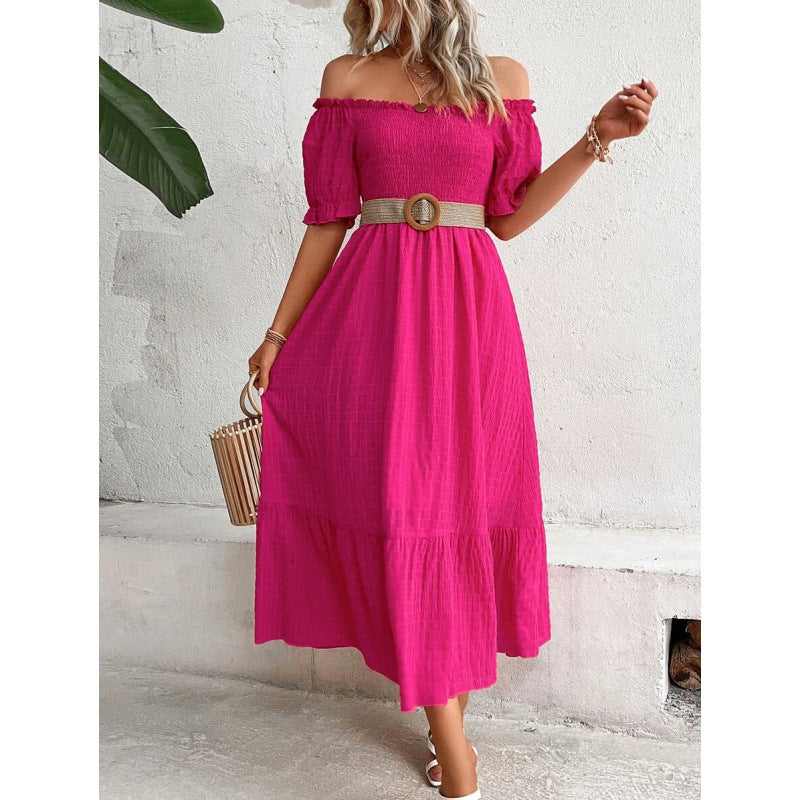 Damer Off-Shoulder Maxiklänning med voluminösa ärmar och flödande snitt Mirla-Eva Jonsson