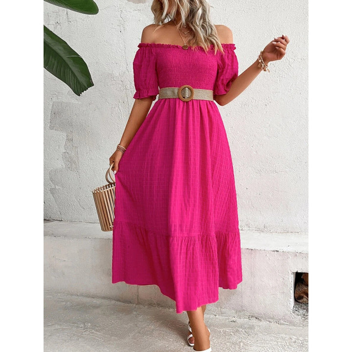 Damer Off-Shoulder Maxiklänning med voluminösa ärmar och flödande snitt Mirla-Eva Jonsson