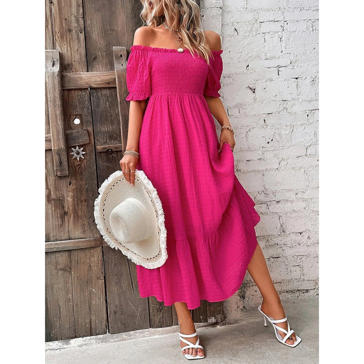Damer Off-Shoulder Maxiklänning med voluminösa ärmar och flödande snitt Mirla-Eva Jonsson