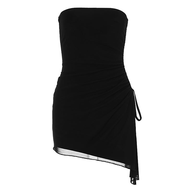 Damer Off-Shoulder Mini-Klänning med asymmetrisk fåll och rynkning Mirla-Eva Jonsson