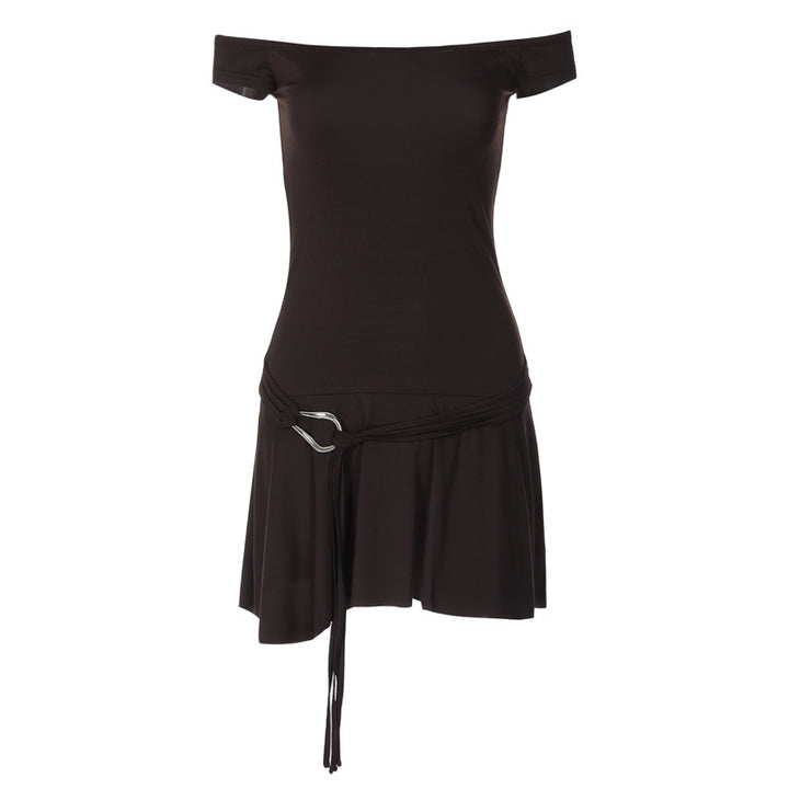Damer Off-Shoulder Minikjol med midjebälte och flödande kjol Mirla-Eva Jonsson