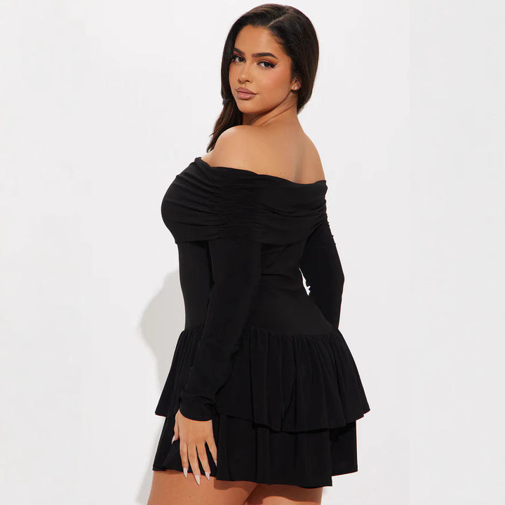 Damer Off-Shoulder Minikjol med volangdetaljer och elastanandel Mirla-Eva Jonsson
