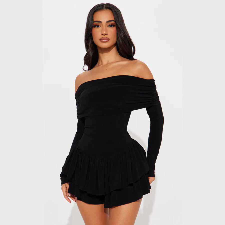 Damer Off-Shoulder Minikjol med volangdetaljer och elastanandel Mirla-Eva Jonsson