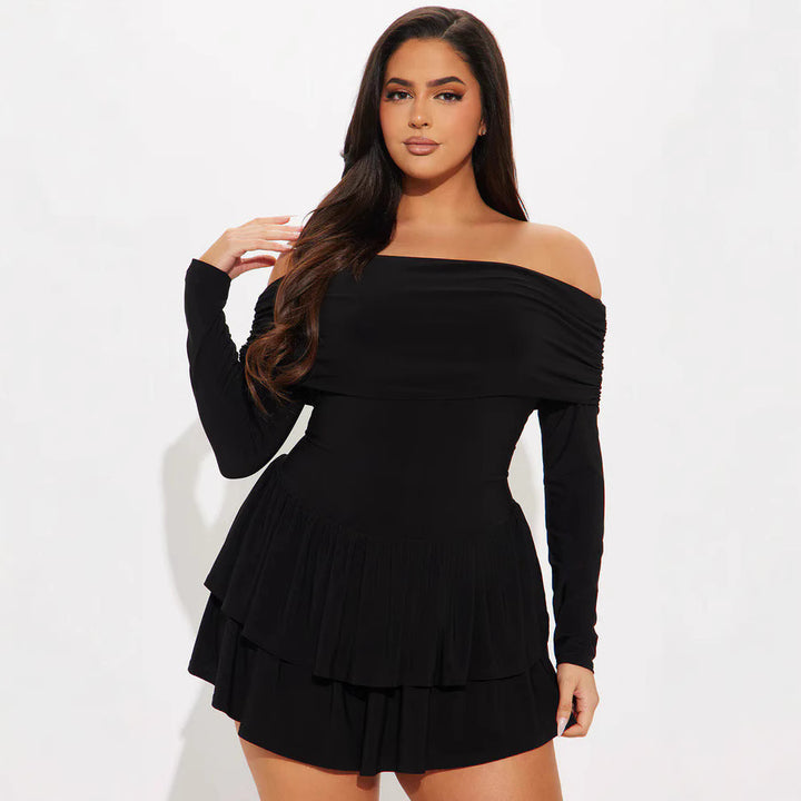Damer Off-Shoulder Minikjol med volangdetaljer och elastanandel Mirla-Eva Jonsson