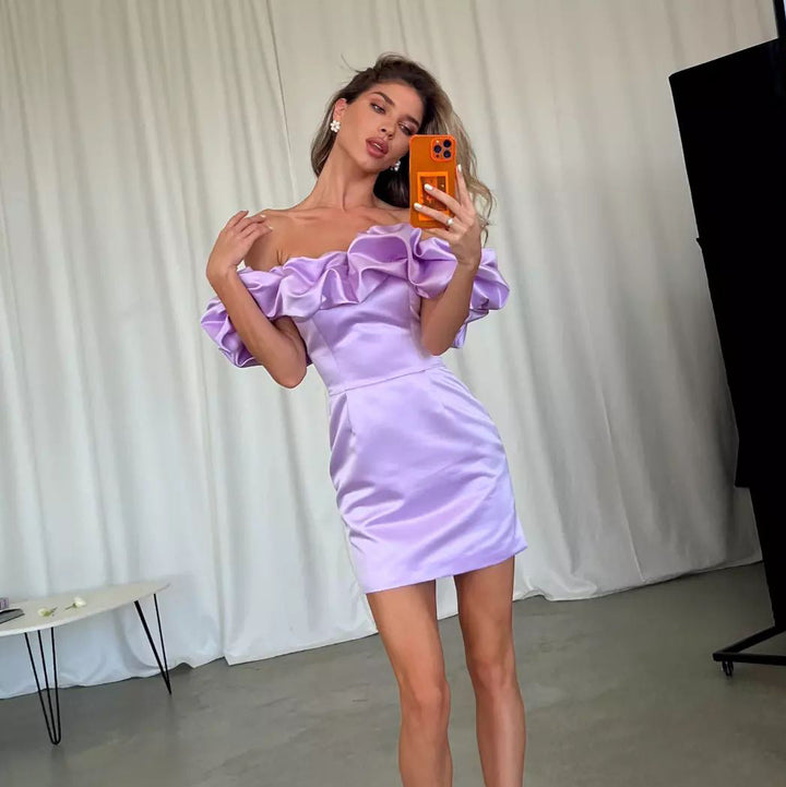 Damer Off-Shoulder Miniklänning med Voluminösa Volanger Mirla-Eva Jonsson