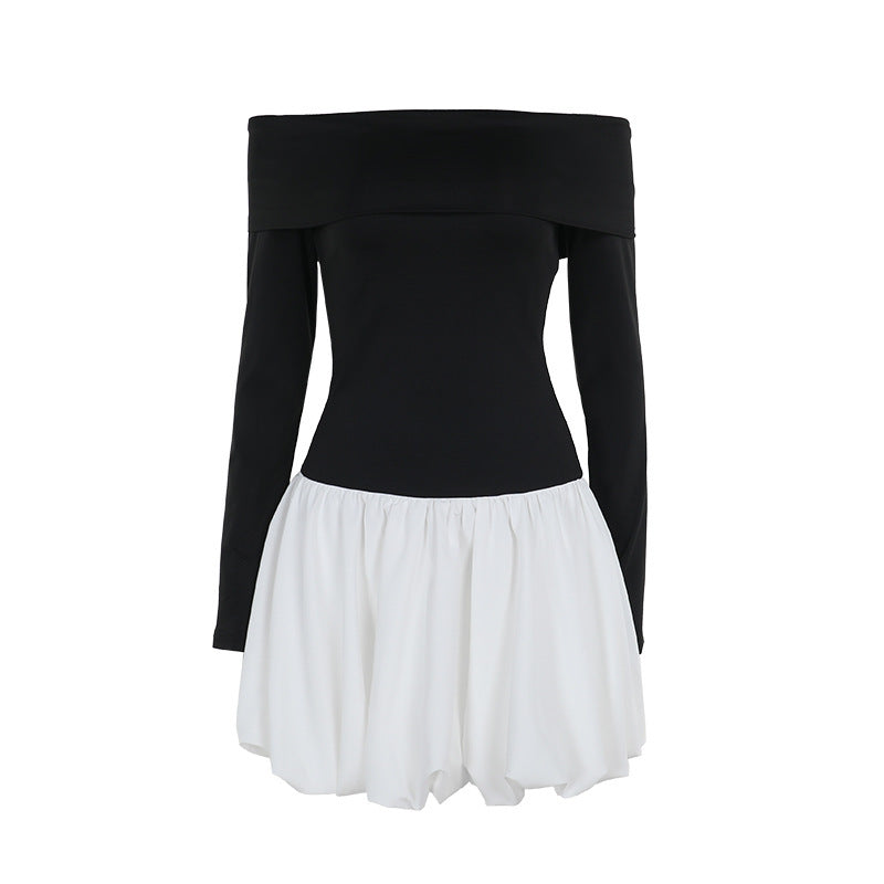 Damer Off-Shoulder Miniklänning med långa ärmar och elegant volangkant Mirla-Eva Jonsson