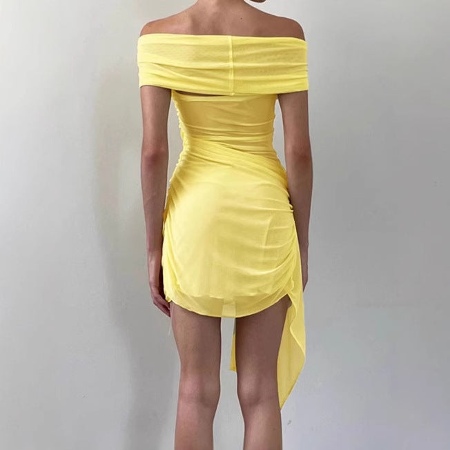Damer Off-Shoulder Miniklänning med volangdetaljer och transparanta insatser Mirla-Eva Jonsson