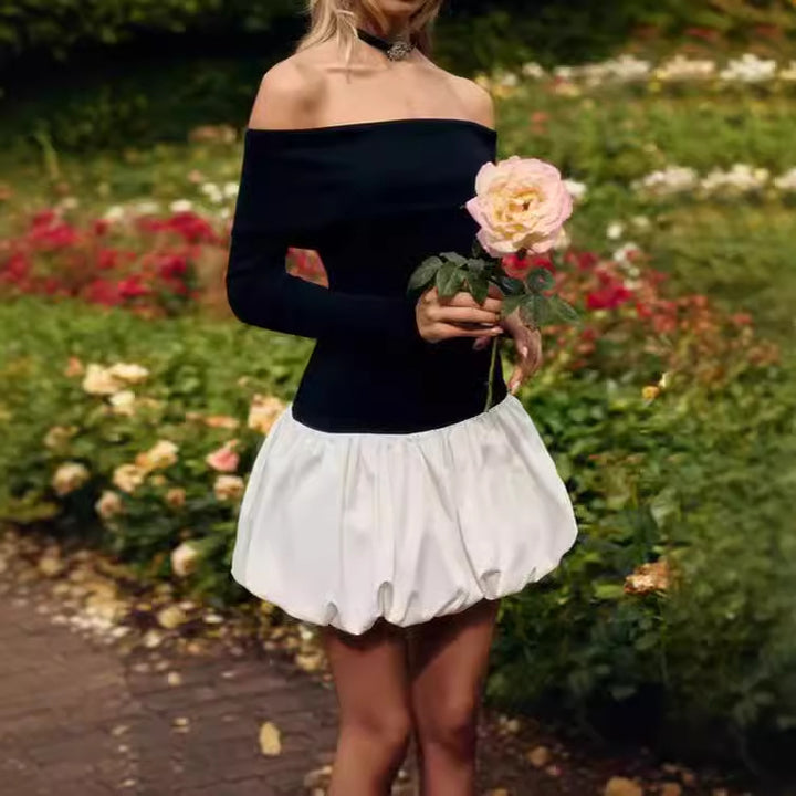 Damer Off-Shoulder Miniklänning med voluminös kjol och långa ärmar Mirla-Eva Jonsson