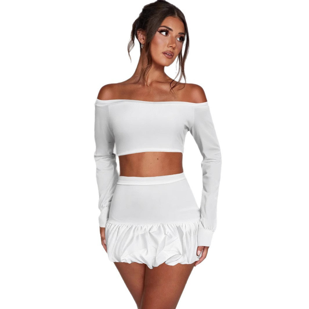 Damer Off-Shoulder Set med raffinerad överdel och flödande kjol Mirla-Eva Jonsson