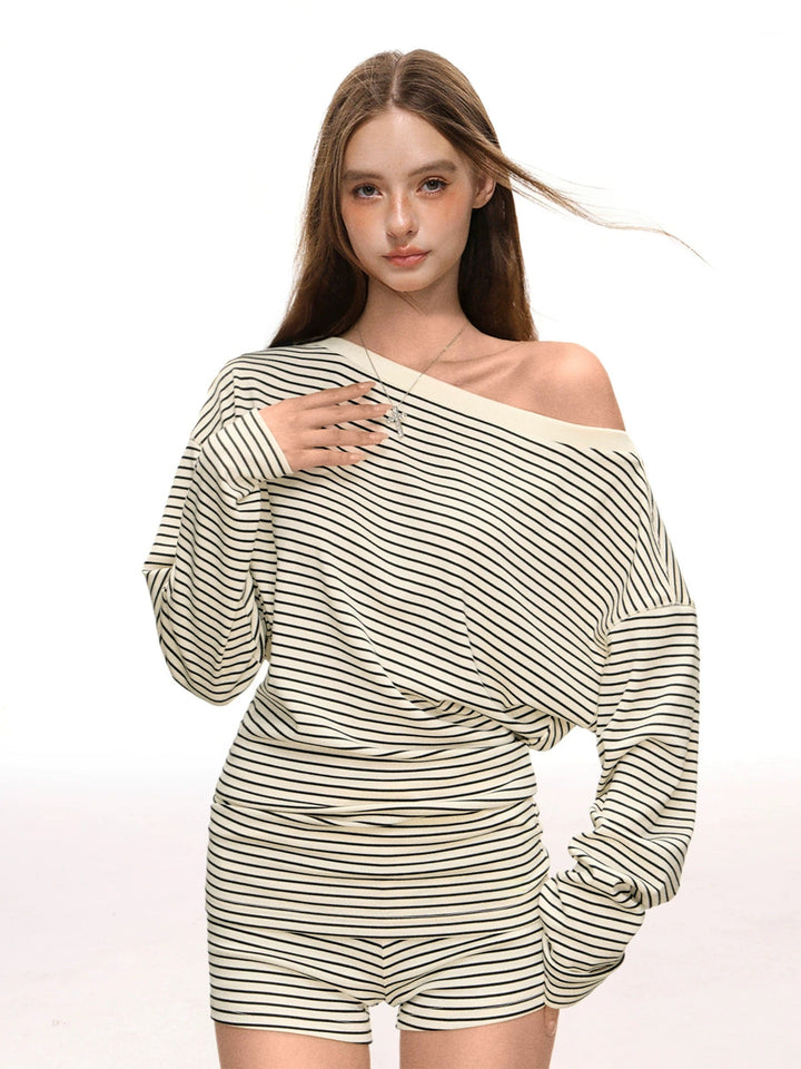 Damer Off-Shoulder Set med shorts och dragsko-Eva Jonsson