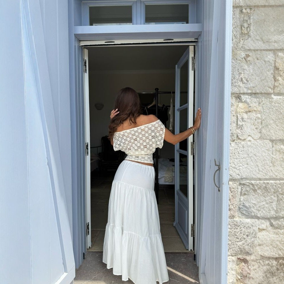 Damer Off-Shoulder Spetsoberdel med blommigt mönster Mirla-Eva Jonsson