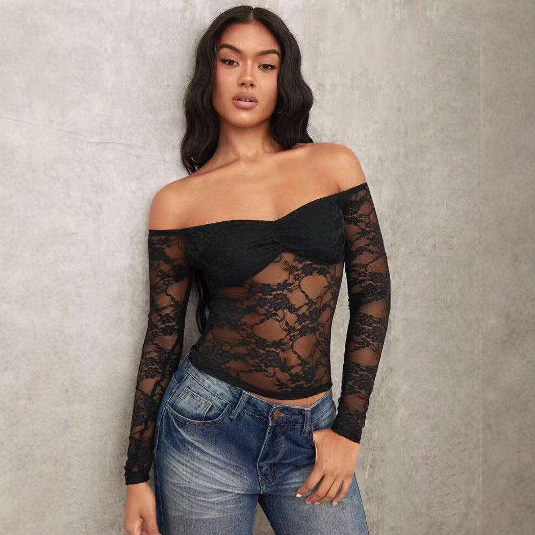 Damer Off-Shoulder Spetsöverdel med långa ärmar och romantiska detaljer Mirla-Eva Jonsson