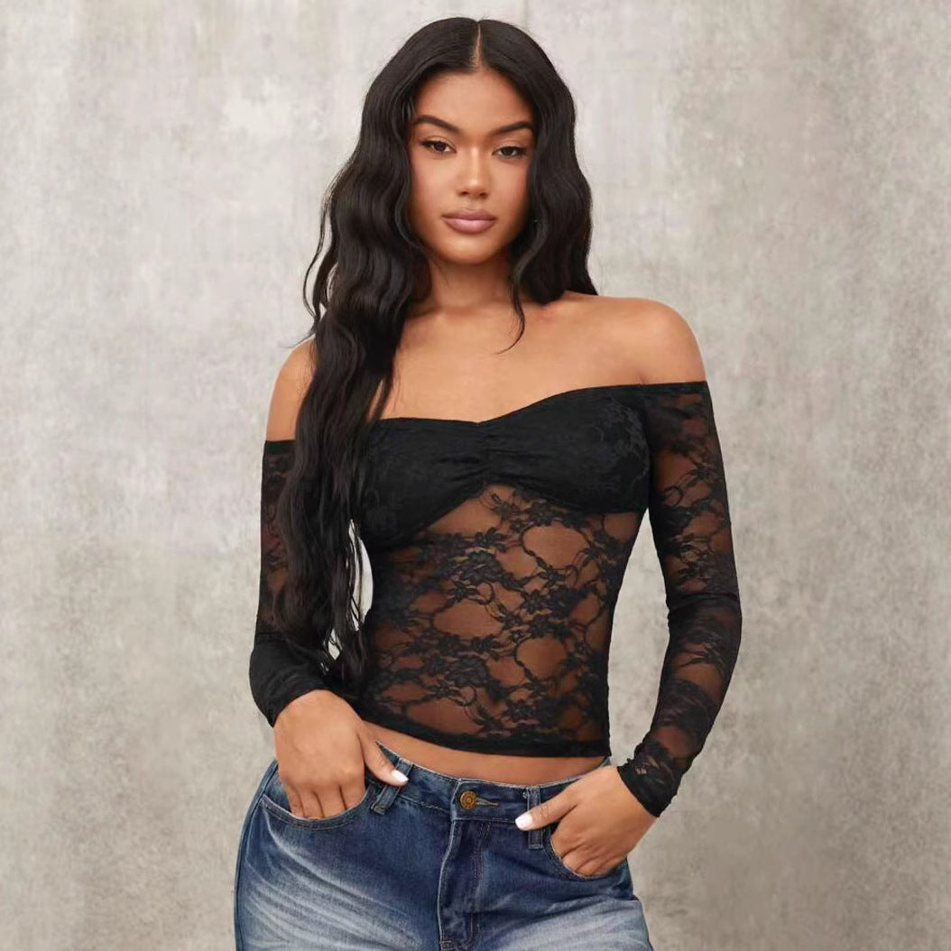 Damer Off-Shoulder Spetsöverdel med långa ärmar och romantiska detaljer Mirla-Eva Jonsson