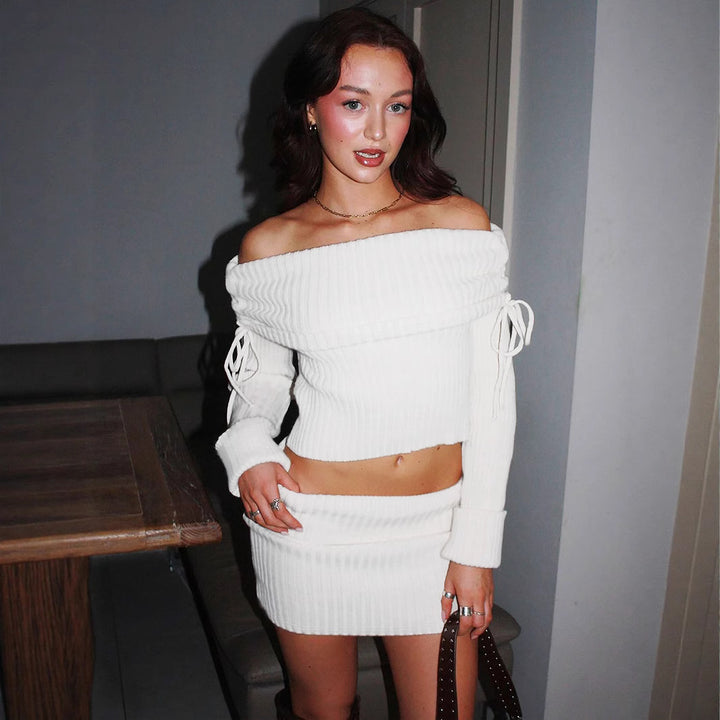 Damer Off-Shoulder Stick-set med moderiktiga detaljer Mirla-Eva Jonsson