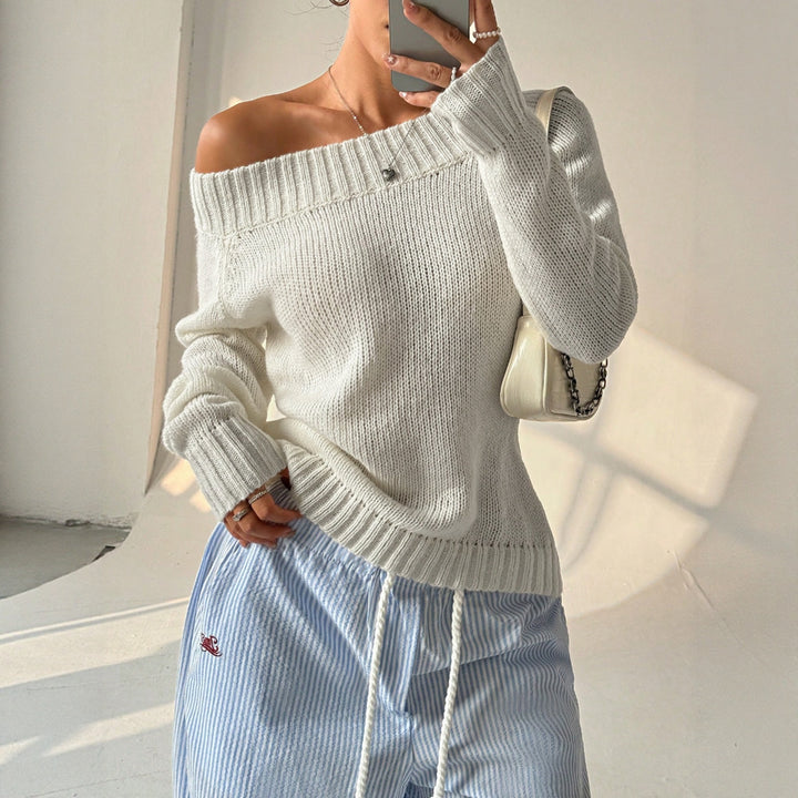 Damer Off-Shoulder Stickad Tröja Eva Jonsson-Eva Jonsson