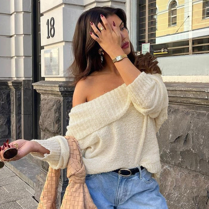 Damer Off-Shoulder Stickad Tröja Eva Jonsson-Eva Jonsson