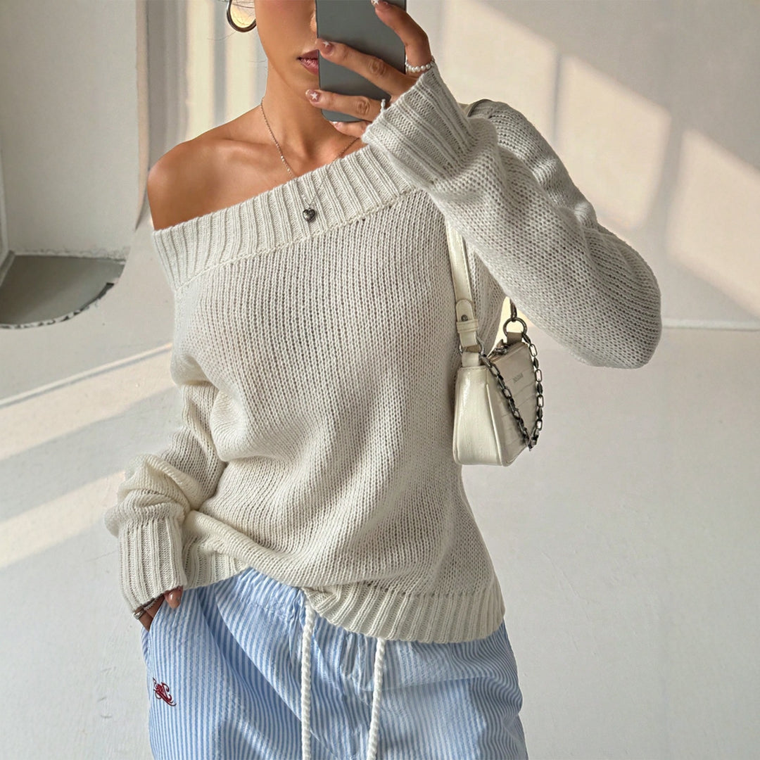 Damer Off-Shoulder Stickad Tröja Eva Jonsson-Eva Jonsson