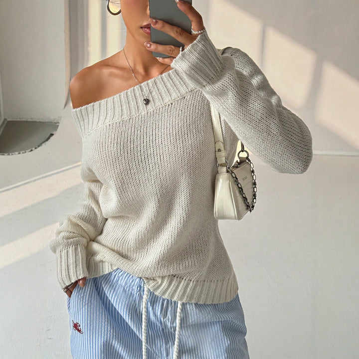 Damer Off-Shoulder Stickad Tröja Eva Jonsson-Eva Jonsson