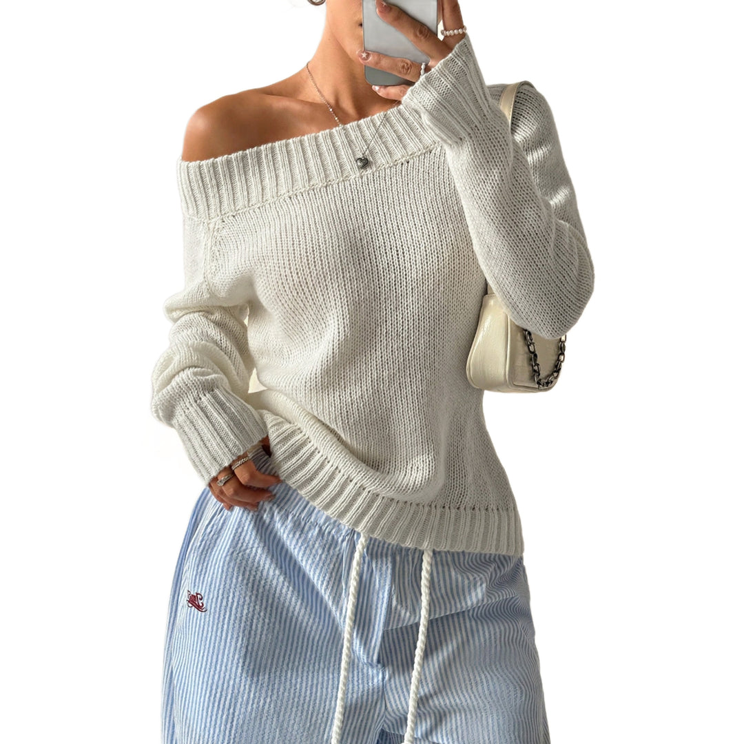 Damer Off-Shoulder Stickad Tröja Eva Jonsson-Eva Jonsson