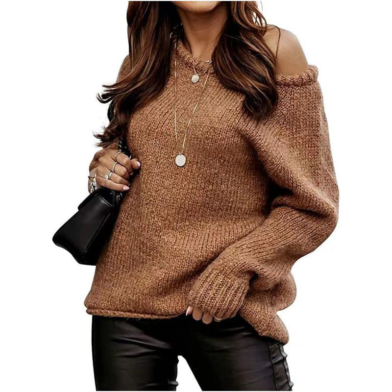 Damer Off-Shoulder Stickad Tröja Eva Jonsson-Eva Jonsson