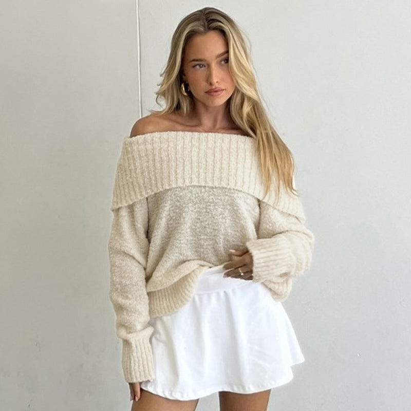 Damer Off-Shoulder Stickad Tröja Eva Jonsson-Eva Jonsson