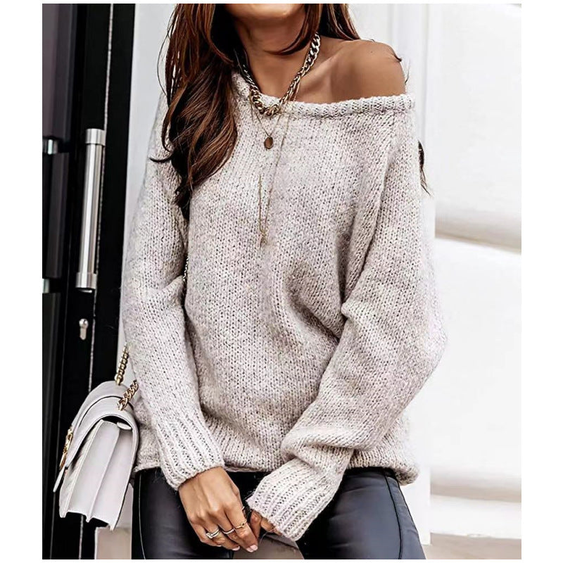 Damer Off-Shoulder Stickad Tröja Eva Jonsson-Eva Jonsson