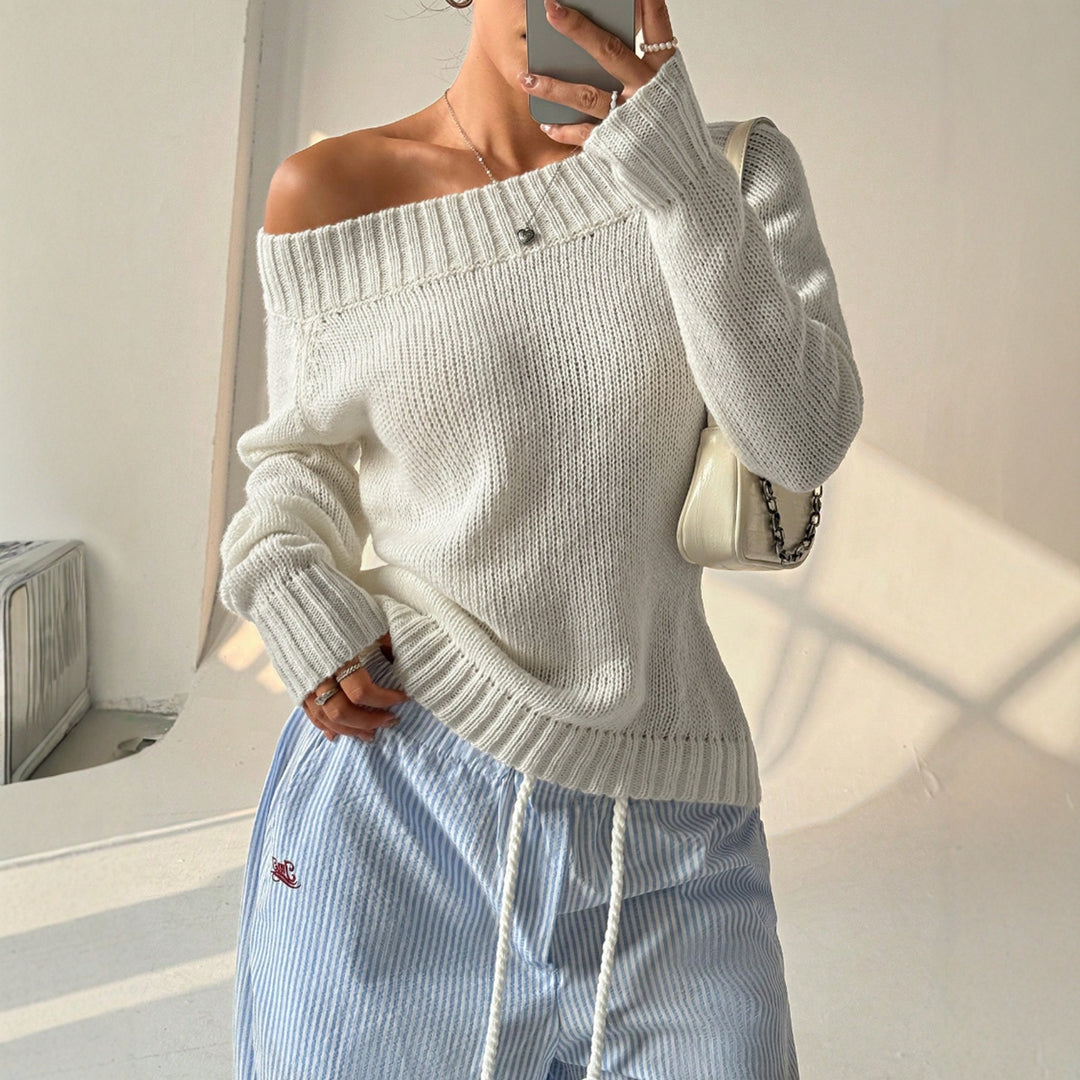 Damer Off-Shoulder Stickad Tröja Eva Jonsson-Eva Jonsson