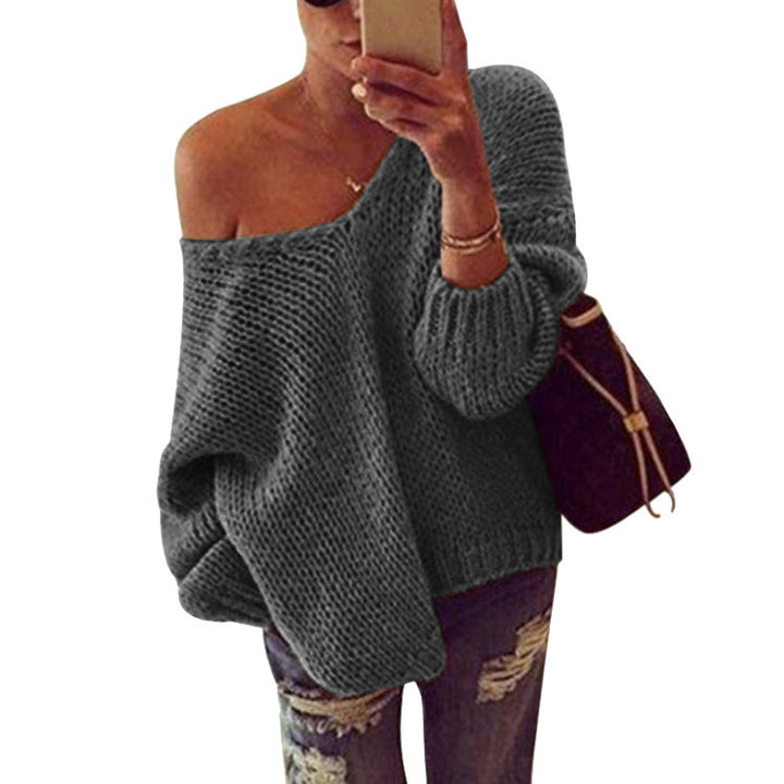 Damer Off-Shoulder Stickad Tröja med Lätt Passform Eva Jonsson-Eva Jonsson