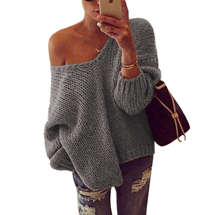 Damer Off-Shoulder Stickad Tröja med Lätt Passform Eva Jonsson-Eva Jonsson