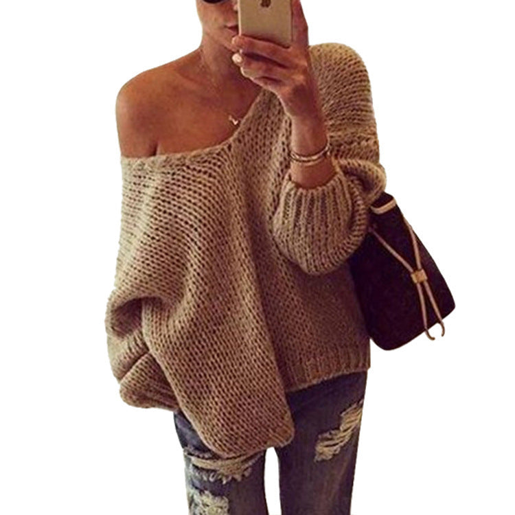 Damer Off-Shoulder Stickad Tröja med Lätt Passform Eva Jonsson-Eva Jonsson