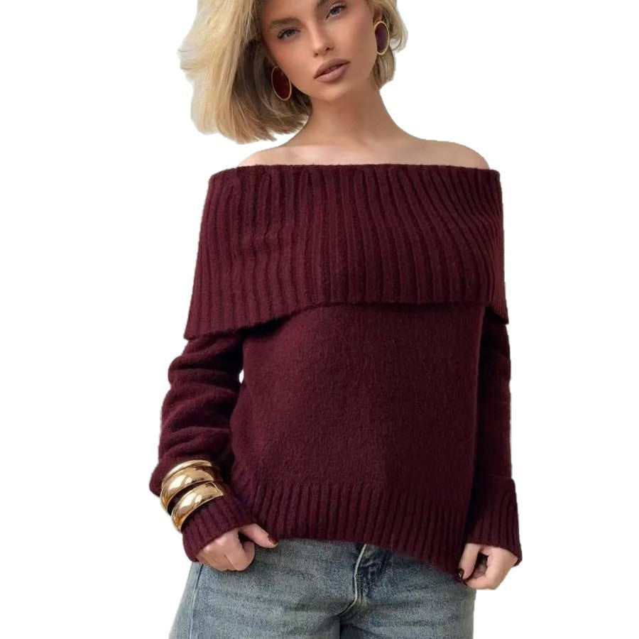 Damer Off-Shoulder Stickad Tröja med Ribbstruktur Eva Jonsson-Eva Jonsson