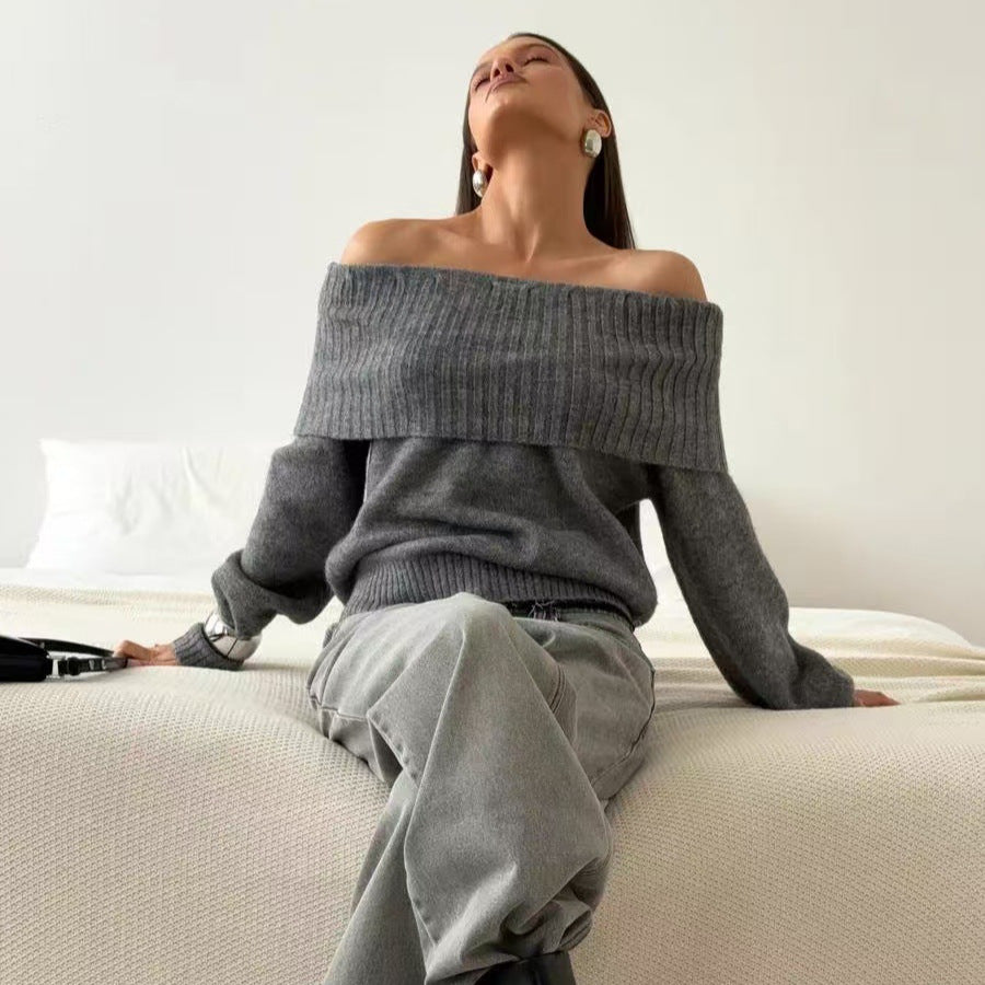 Damer Off-Shoulder Stickad Tröja med Ribbstruktur Eva Jonsson-Eva Jonsson