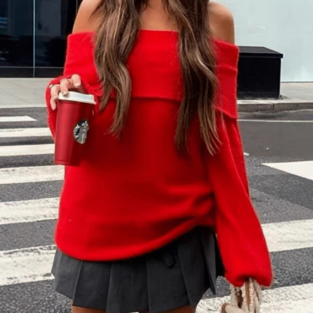 Damer Off-Shoulder Stickad Tröja med Vid Ärmar Eva Jonsson-Eva Jonsson