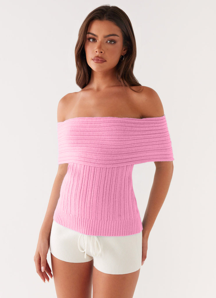 Damer Off-Shoulder Stickad överdel med ribbad struktur Mirla-Eva Jonsson