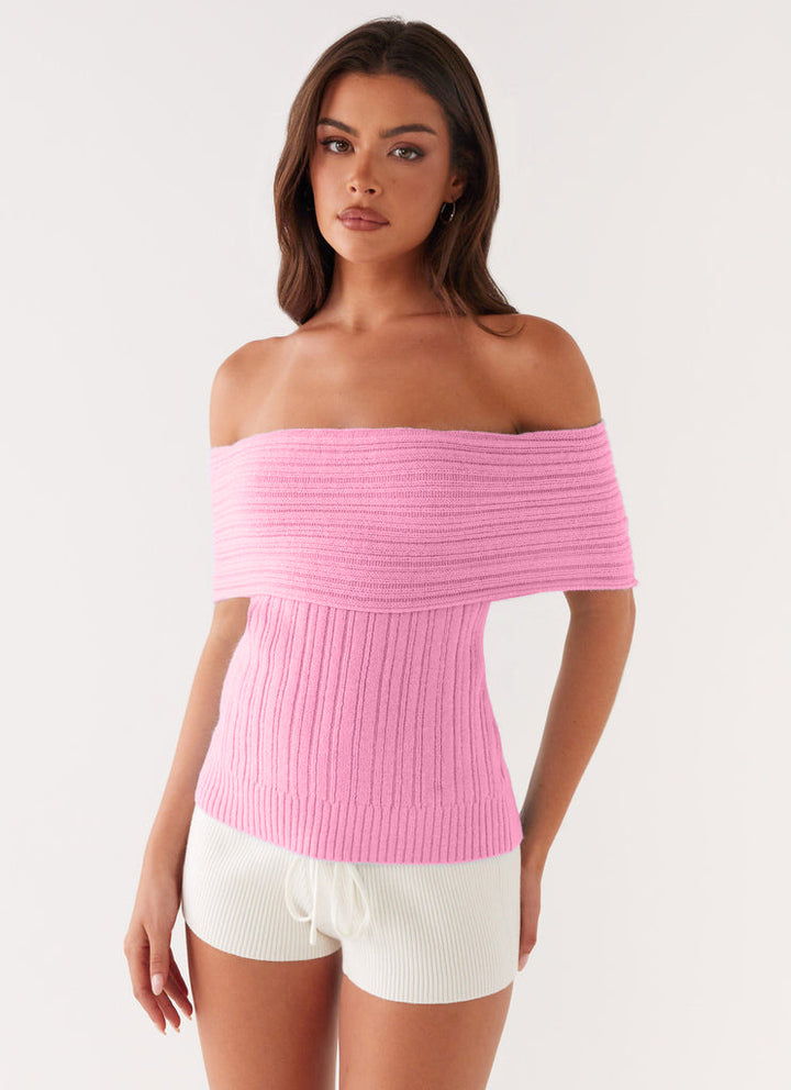Damer Off-Shoulder Stickad överdel med ribbad struktur Mirla-Eva Jonsson