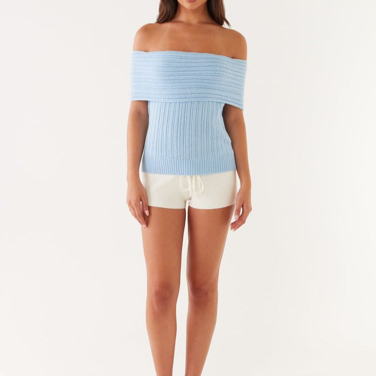 Damer Off-Shoulder Stickad överdel med ribbad struktur Mirla-Eva Jonsson
