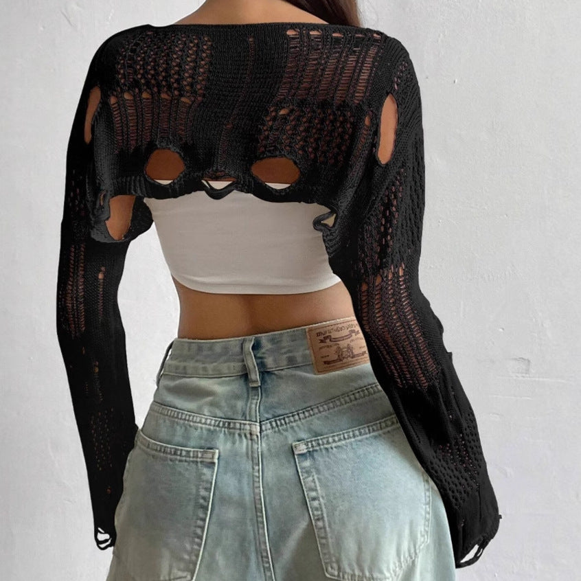 Damer Off-Shoulder Stickad topp med Cut-Out-detaljer och avslappnad passform Eva Jonsson-Eva Jonsson