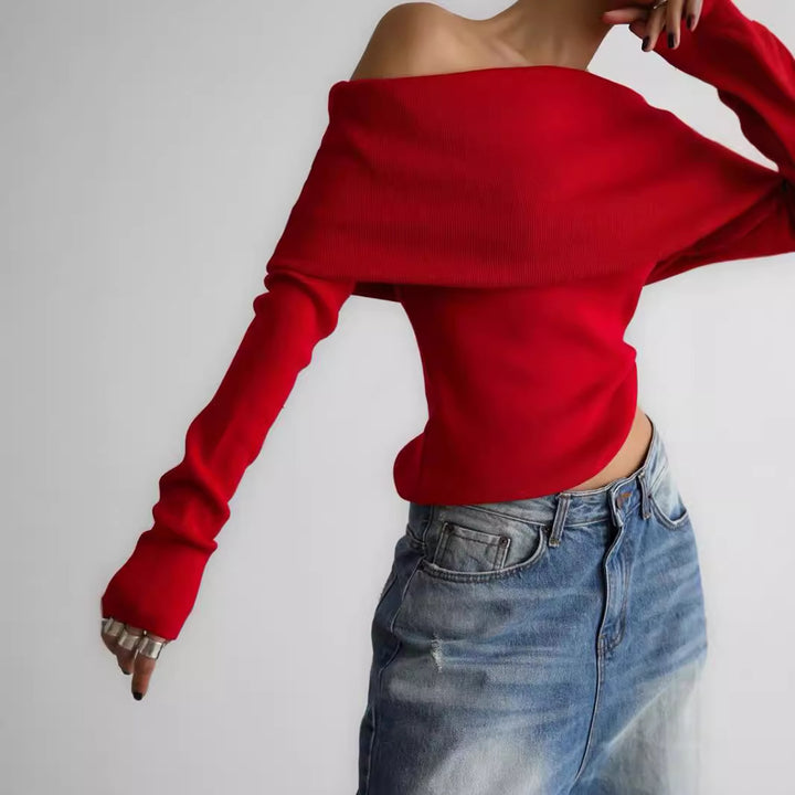Damer Off-Shoulder Stickad topp med elegant skärning Mirla-Eva Jonsson